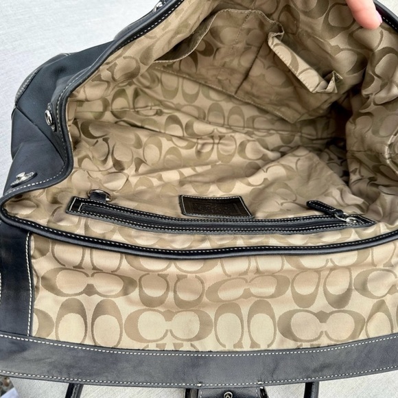 Coach Vintage Leather Hampton Soho Handbag Black with White Stitching - Picture 9 of 12